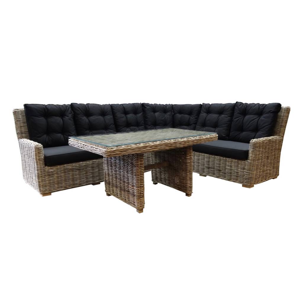 Ibiza naturel hoek dining loungeset 3-delig rotan rechts 1 Ibiza naturel hoek dining loungeset 3-delig rotan rechts