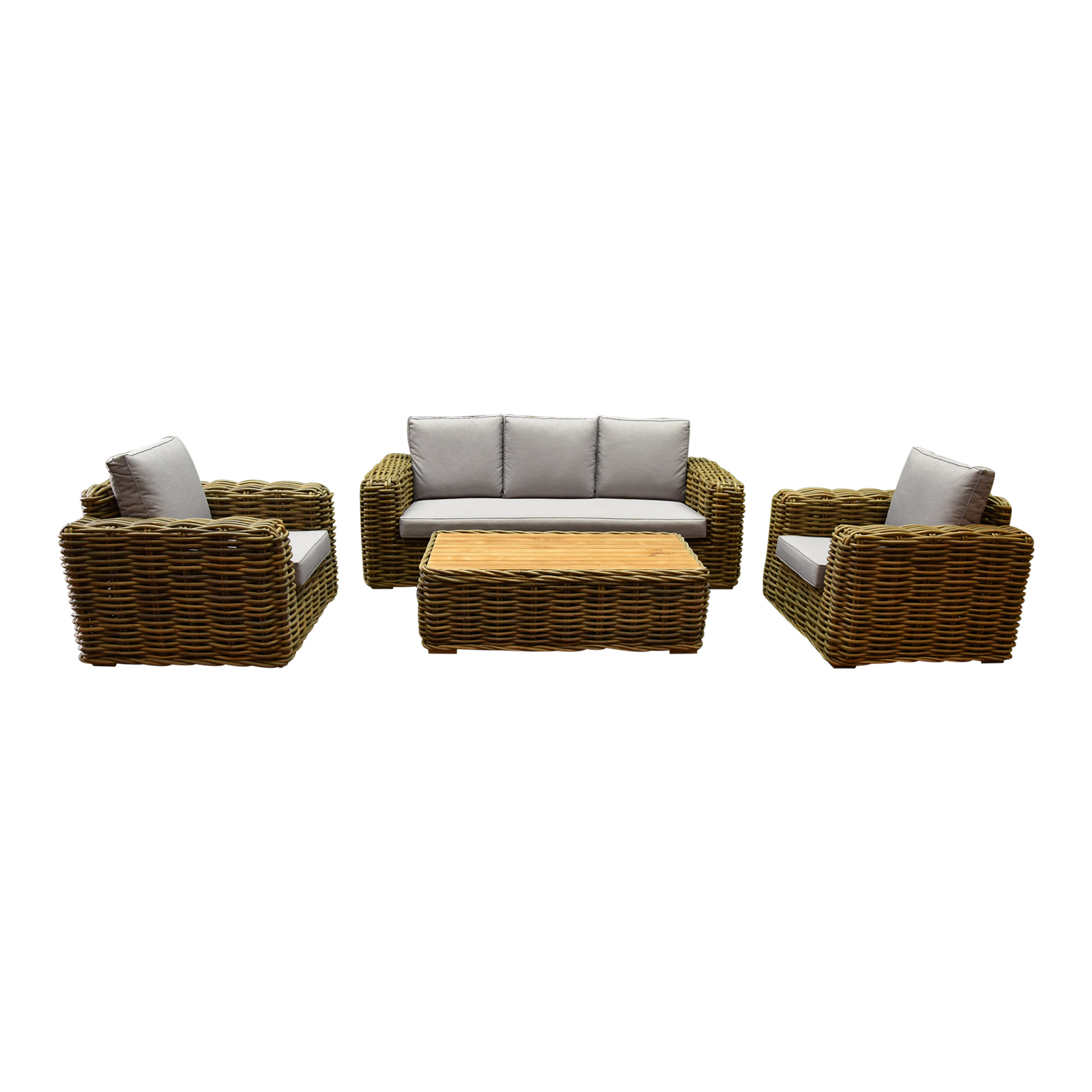 Sumatra stoel-bank 4-delig loungeset naturel rotan