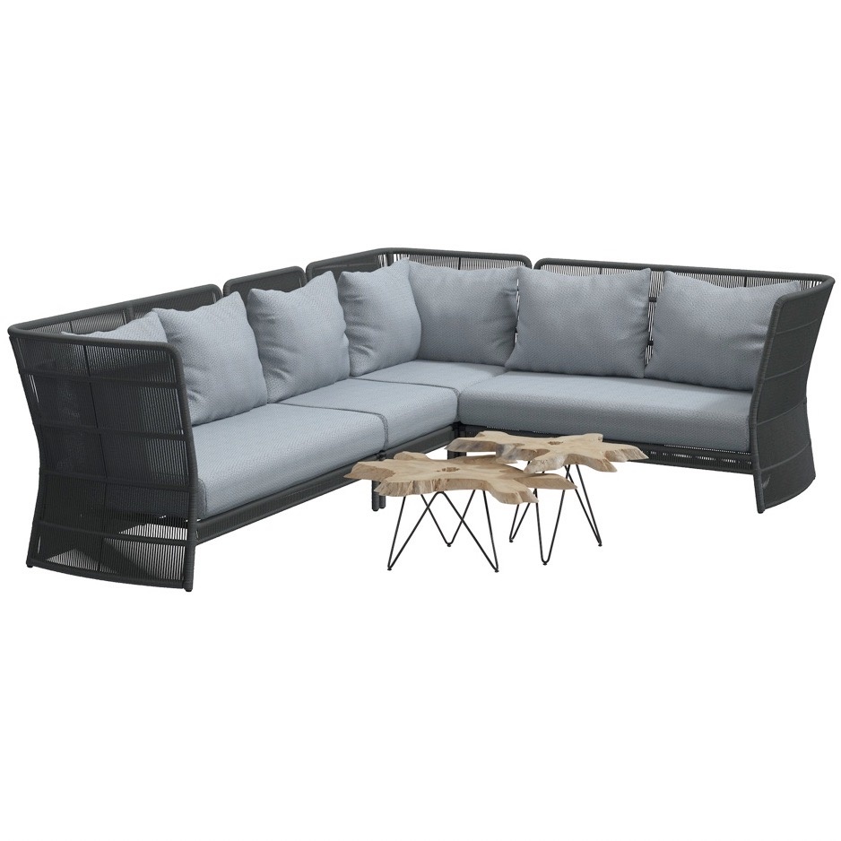 4 Seasons Outdoor Oriënt modulair hoek loungeset 6-delig Platinum