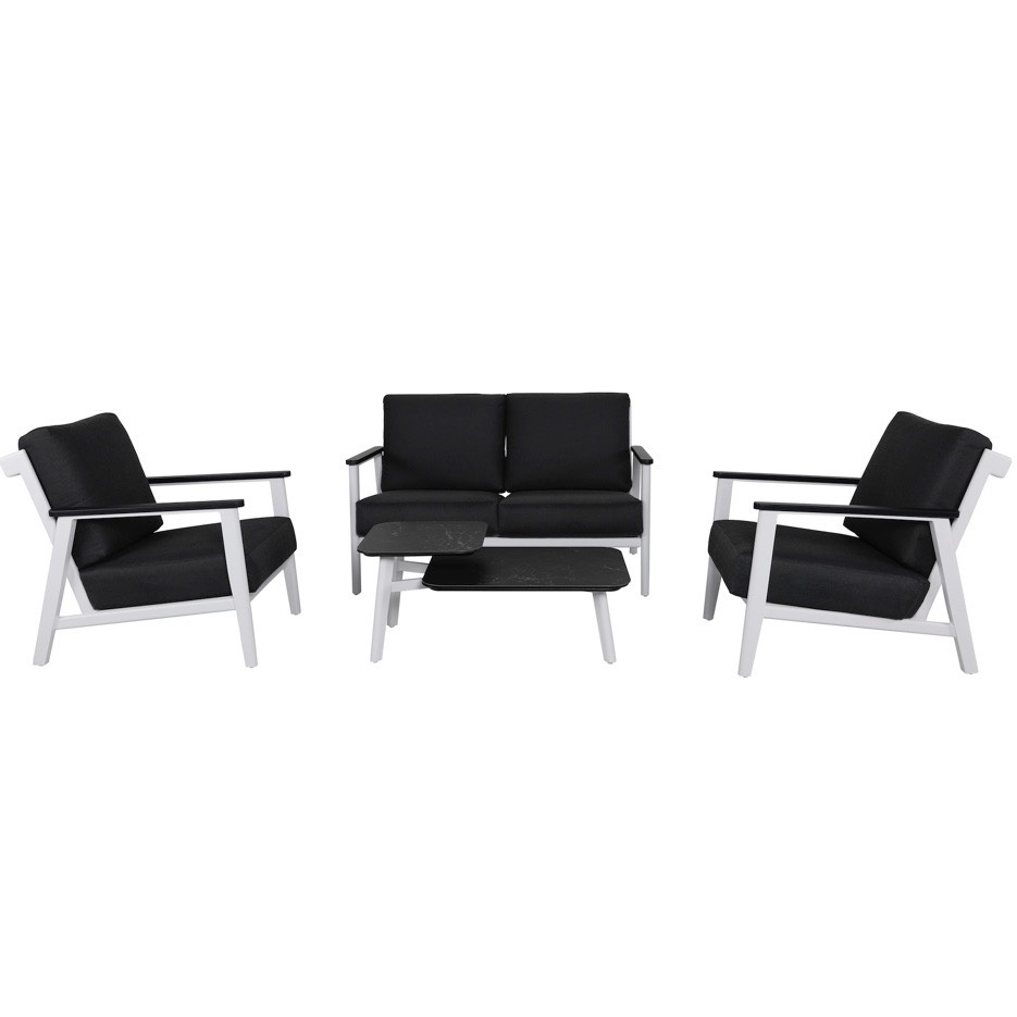 Albina stoel bank loungeset 4 delig aluminium wit