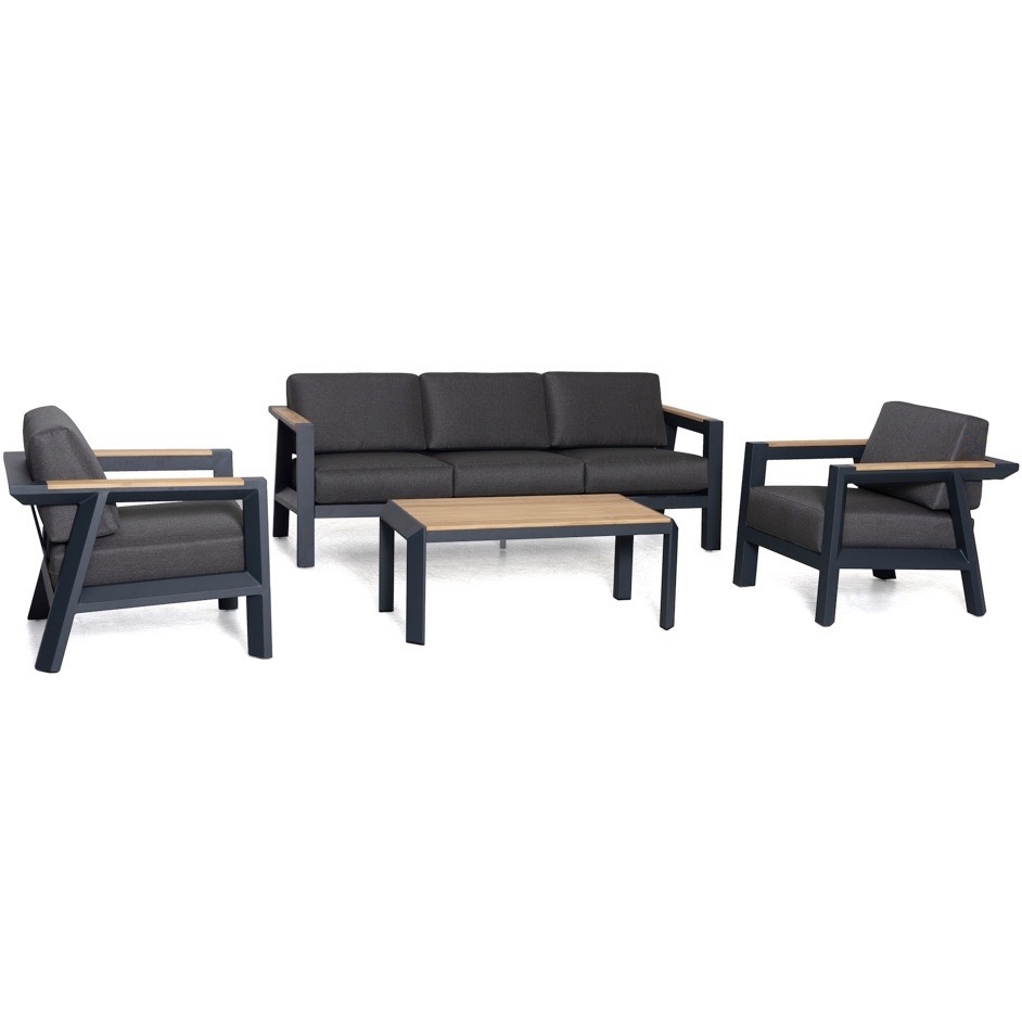 Victoria stoel bank loungeset 4 delig aluminium teak