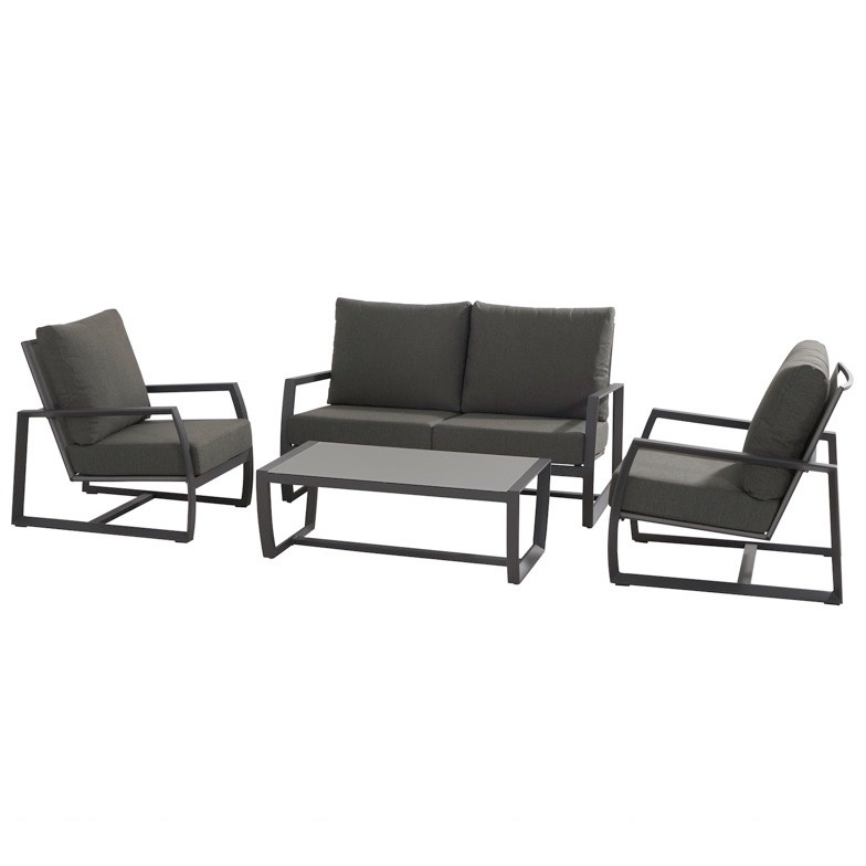 New Mauritius stoel-bank loungeset 4-delig donker grijs aluminium Taste 4SO