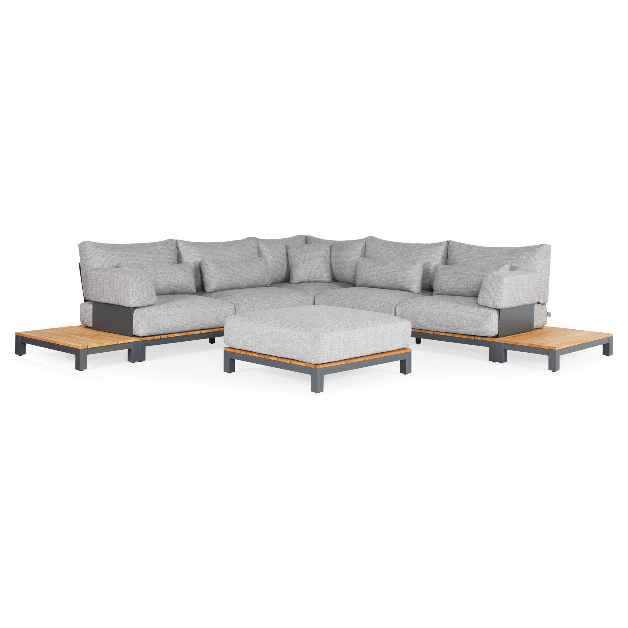 SUNS Evora hoek loungeset 9 delig light anthracite mixed weave / matt royal grey