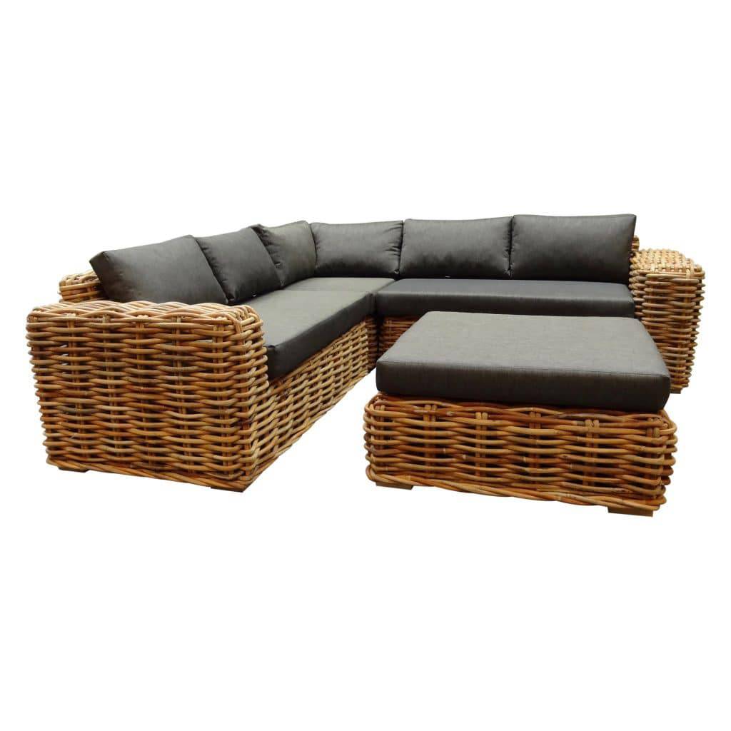 Sabuga hoek loungeset 4-delig naturel rotan