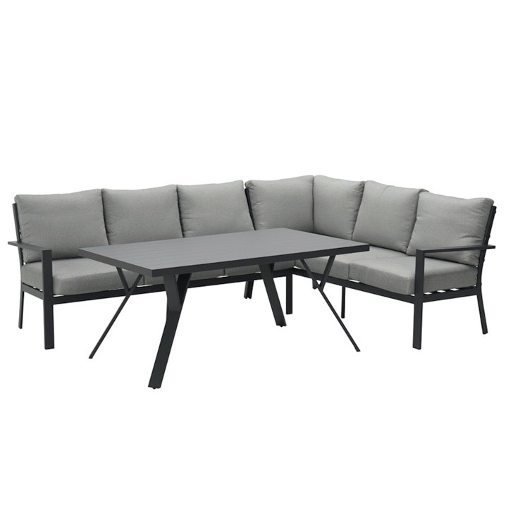 Sergio hoek dining loungeset rechts 3-delig aluminium antraciet