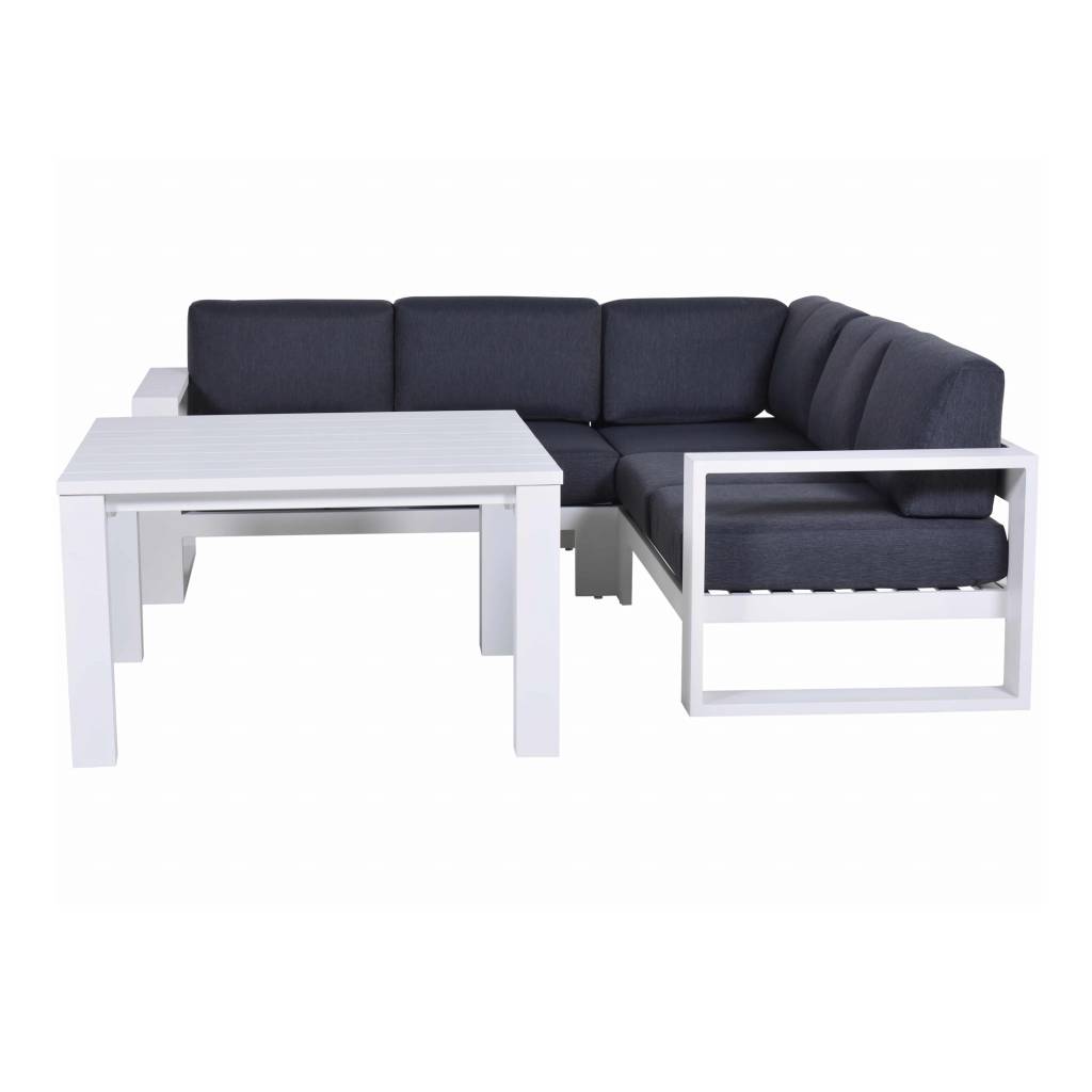 Cube hoek dining loungeset 4-delig aluminium wit