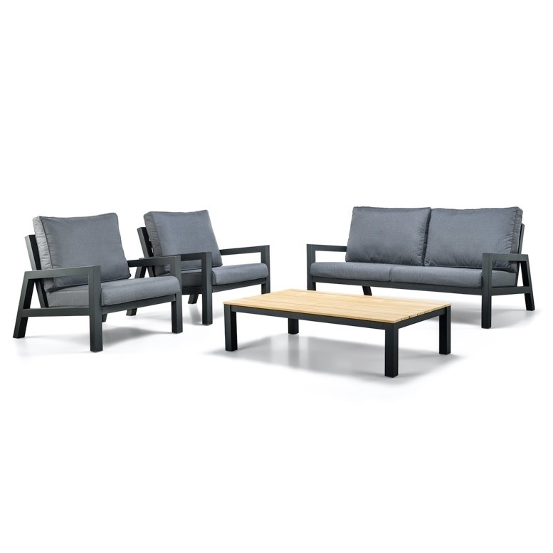 SUNS Lago stoel bank loungeset 4 delig matt royal grey aluminium / antraciet