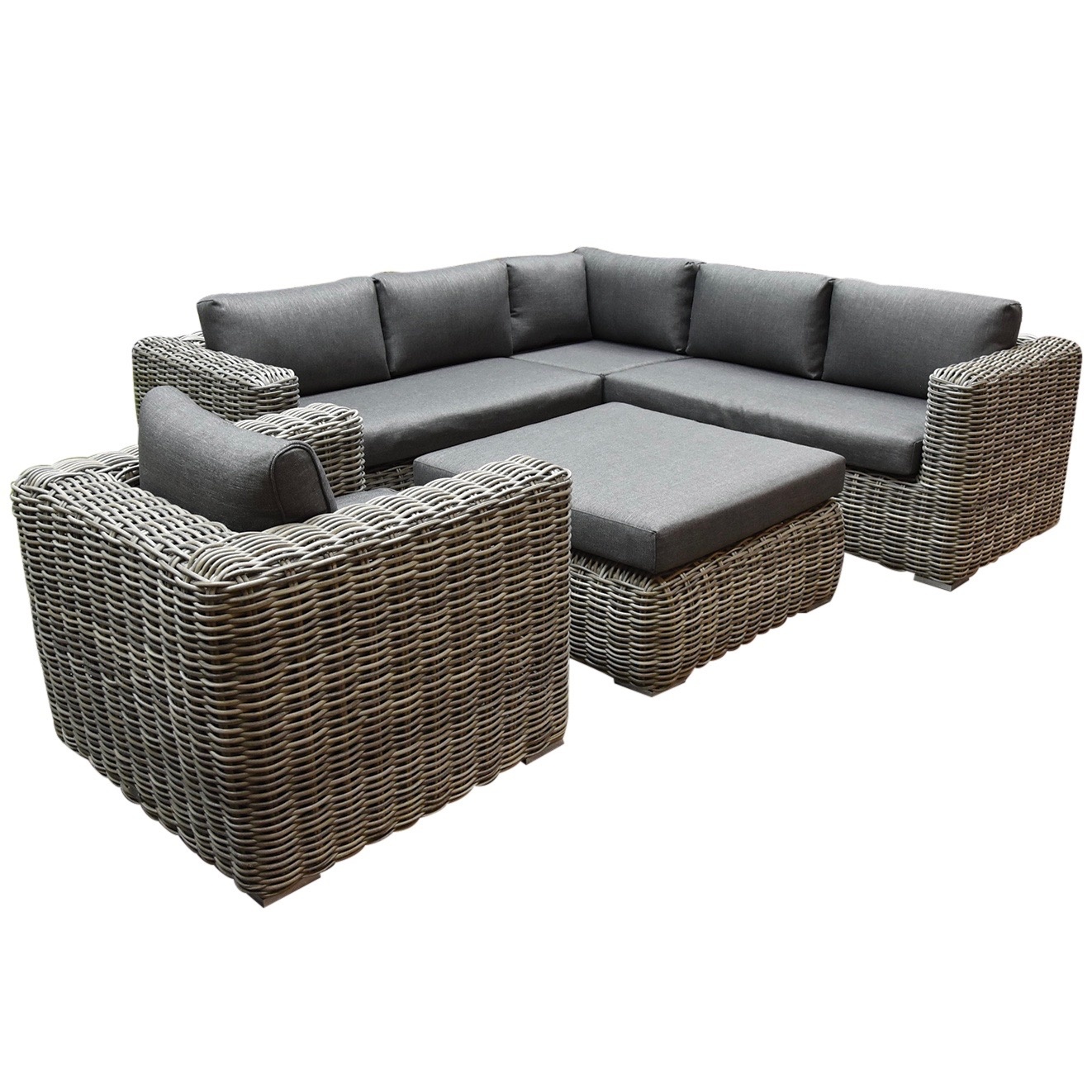 Cervo hoek loungeset 5-delig grijs wicker