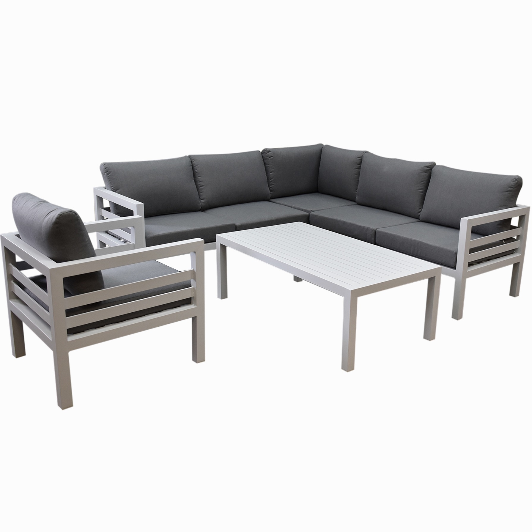 Fabri hoek loungeset 5 delig wit aluminium