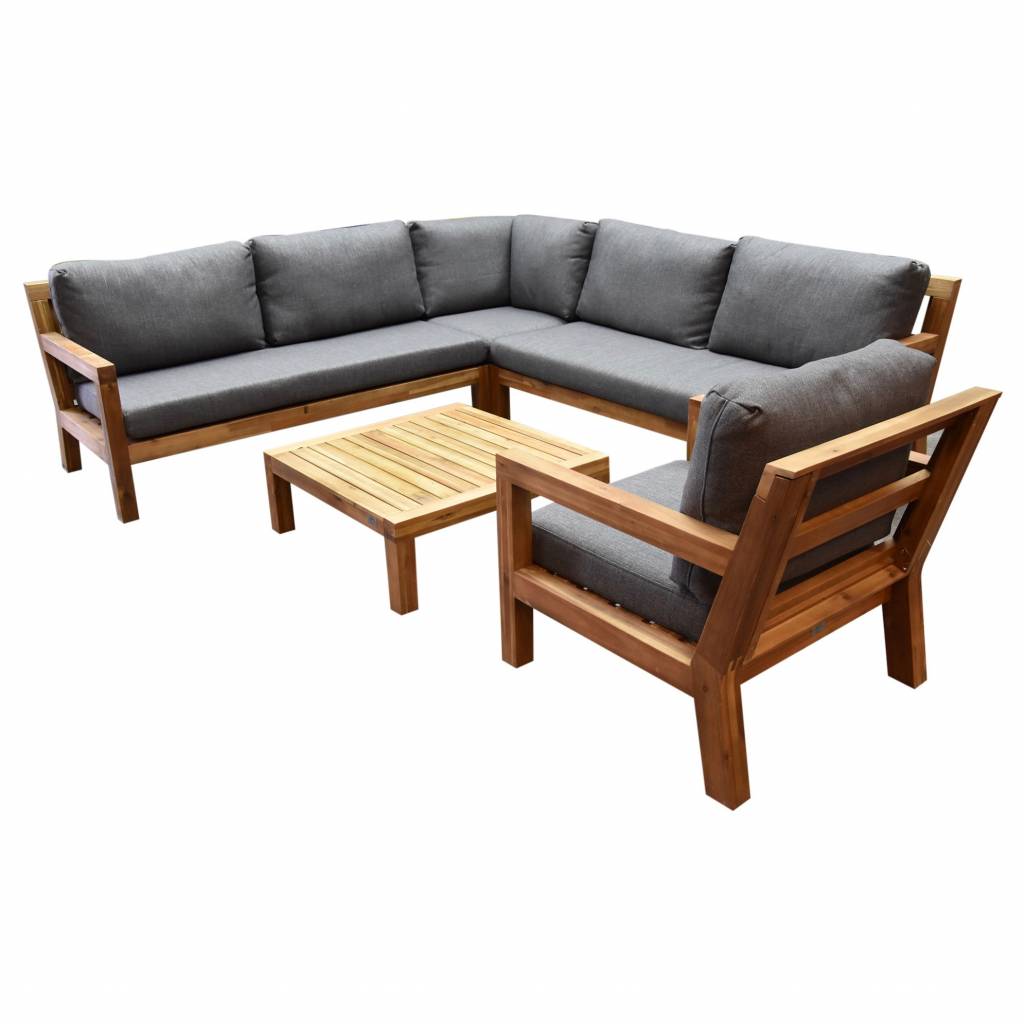 Harby hoek loungeset 5-delig teaklook