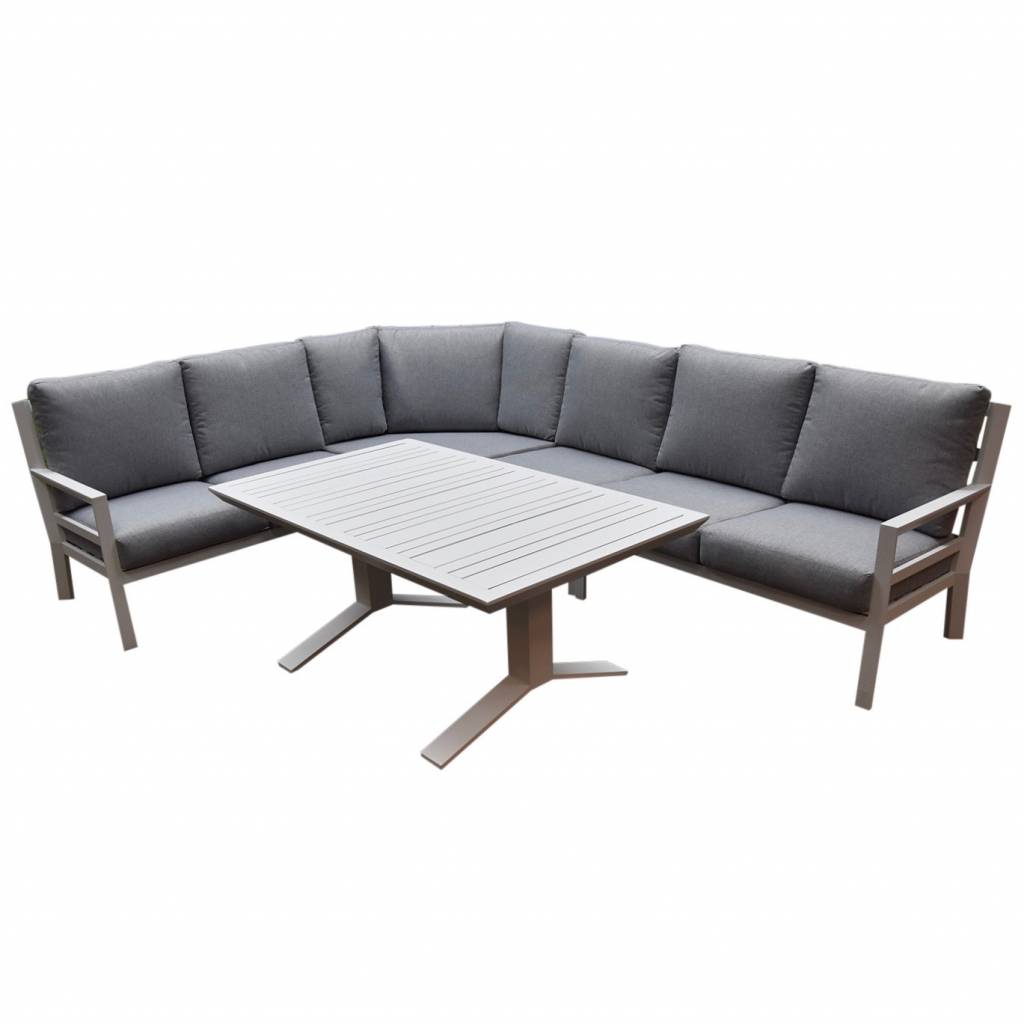 Sevilla hoek dining loungeset 5-delig aluminium wit