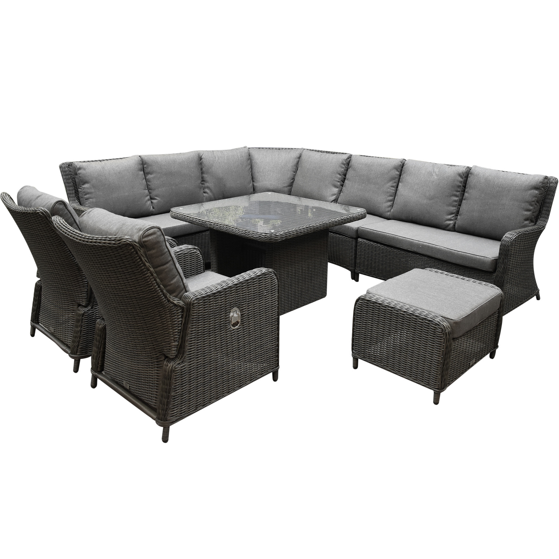 Bilbao premium dining loungeset 8 delig antraciet wicker