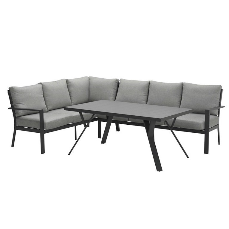 Sergio hoek dining loungeset links 3-delig aluminium antraciet