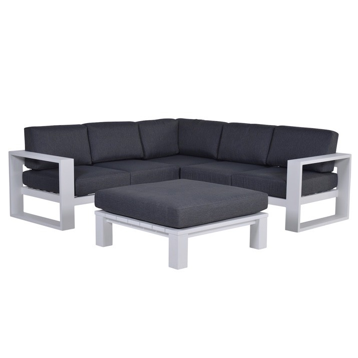 cube hoek loungeset 4-delig wit aluminium