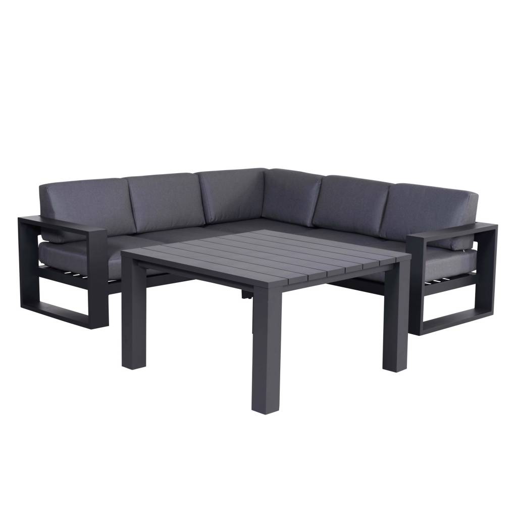 Cube hoek dining loungeset 4-delig aluminium antraciet