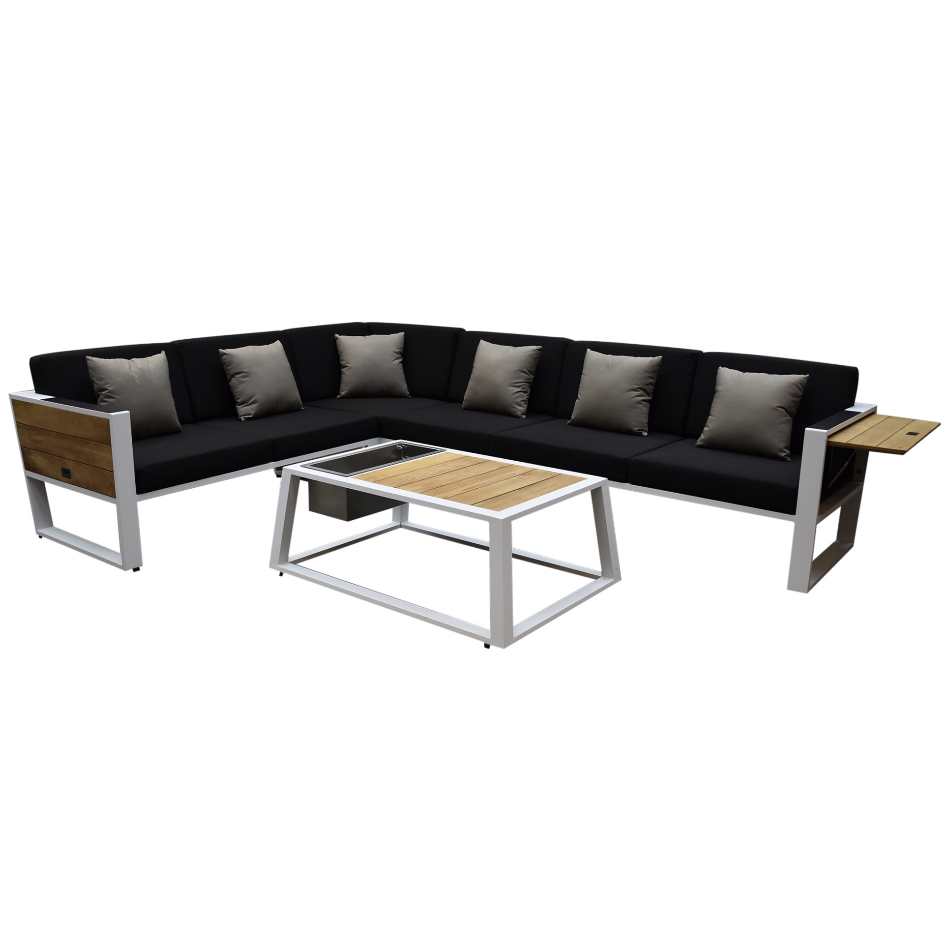 York hoek loungeset 5 delig wit aluminium