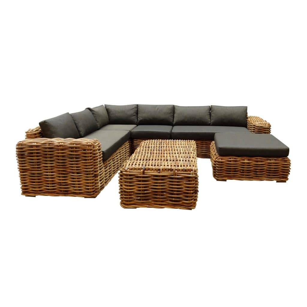 Sabuga hoek loungeset 6-delig naturel rotan