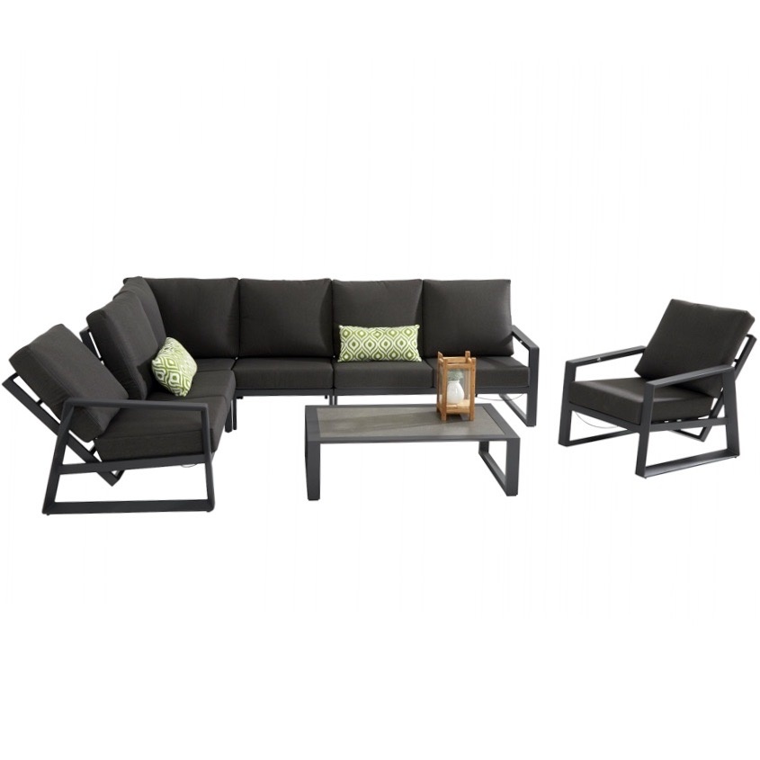 Dazzling hoek loungeset 6 delig antraciet aluminium Taste 4SO