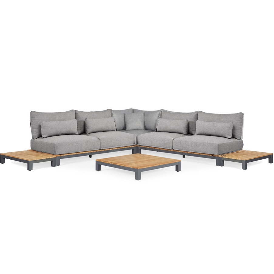 SUNS Evora hoek loungeset 6 delig light anthracite mixed weave / matt royal grey