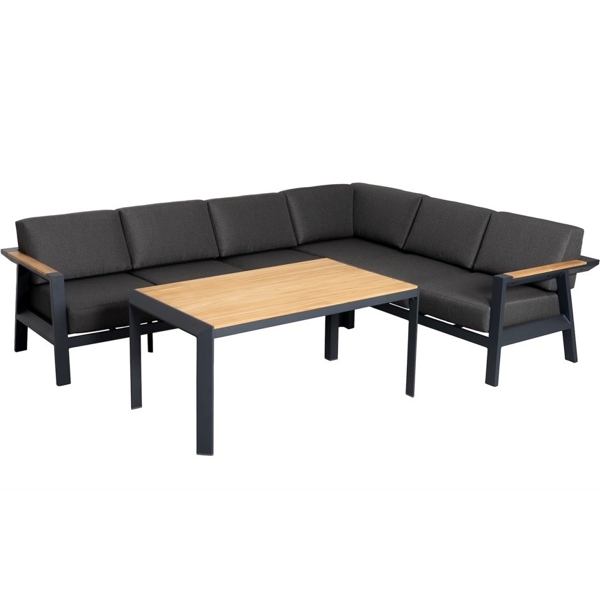 Victoria hoek dining loungeset 3 delig aluminium teak