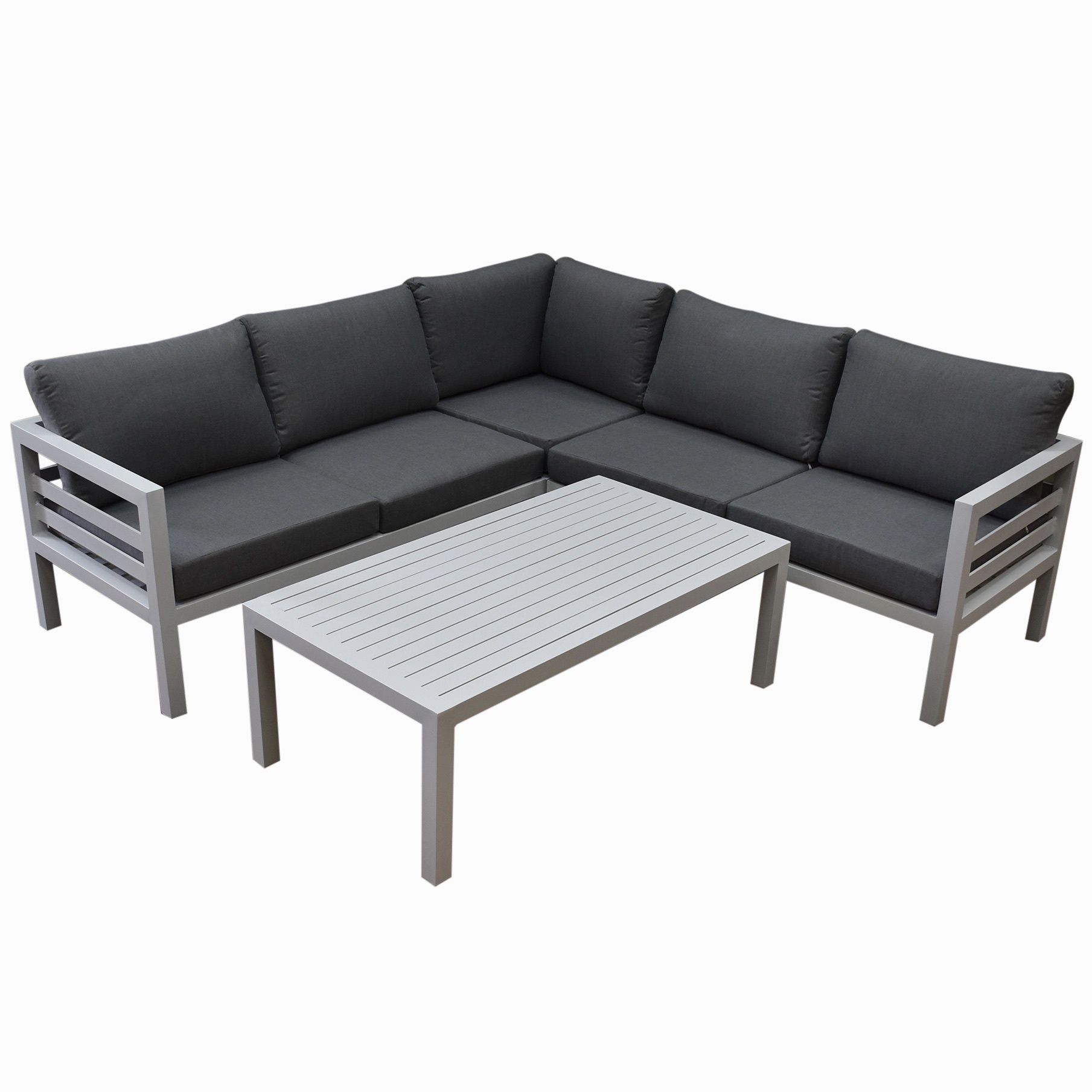 Fabri hoek loungeset 4 delig aluminium wit