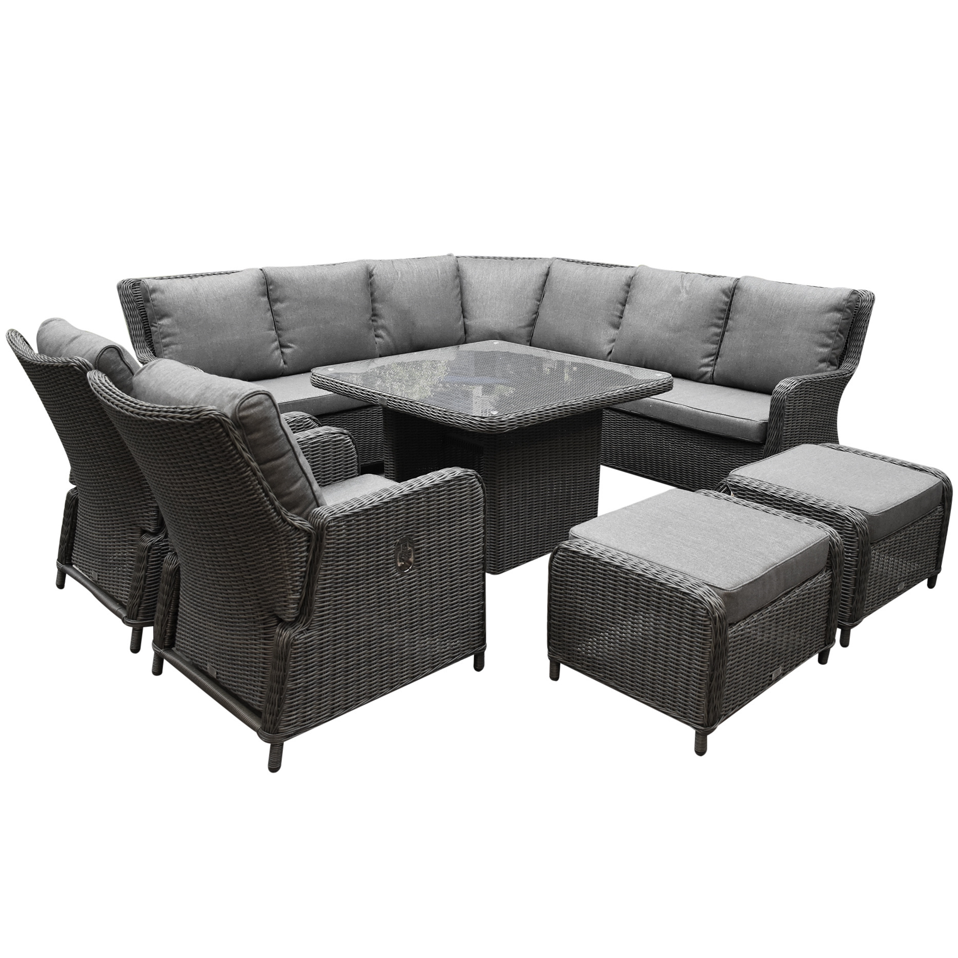 Bilbao premium dining loungeset 8 delig antraciet wicker