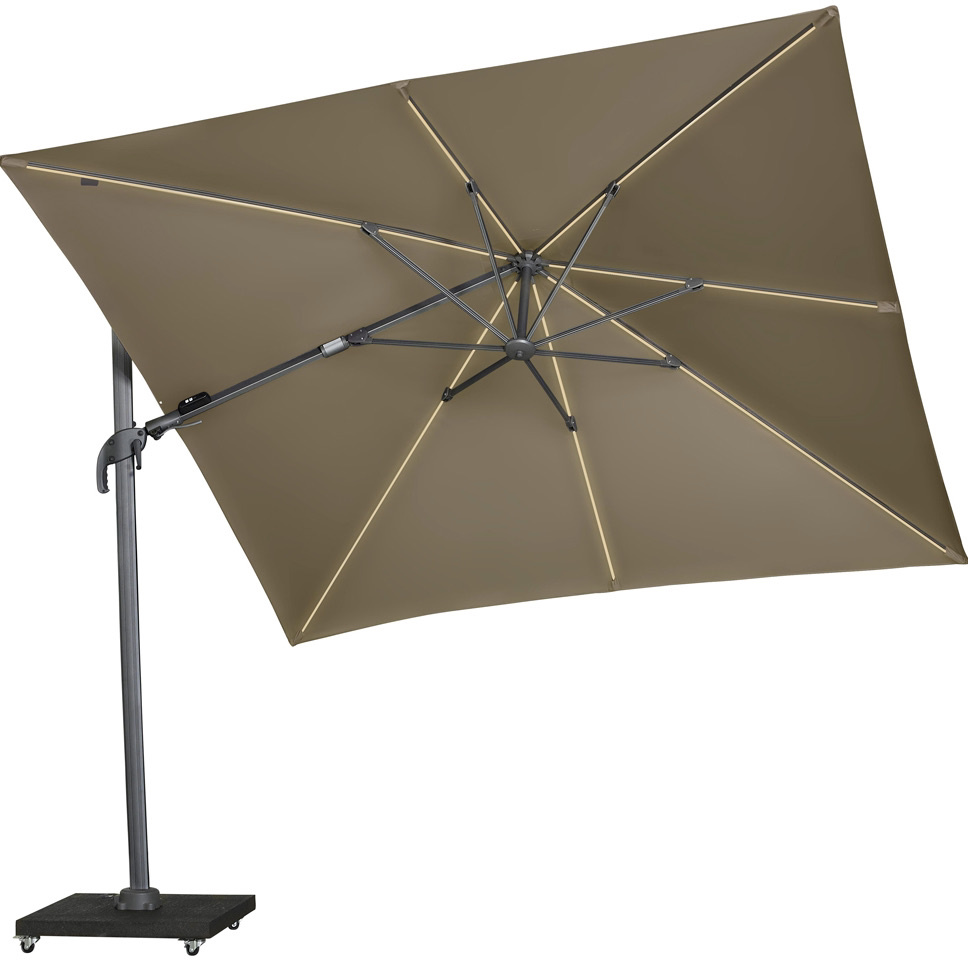 Malibu T2 zweefparasol LED 300x300 cm taupe