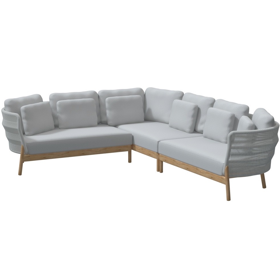 4 Seasons Outdoor Avalon hoek loungeset 3-delig teak links