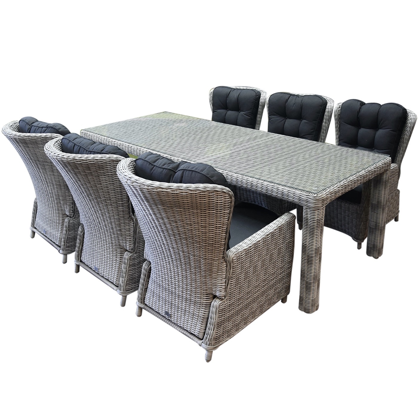 Marina lounge Bergamo dining tuinset 240x100xH75 cm  7-delig verstelbaar wit