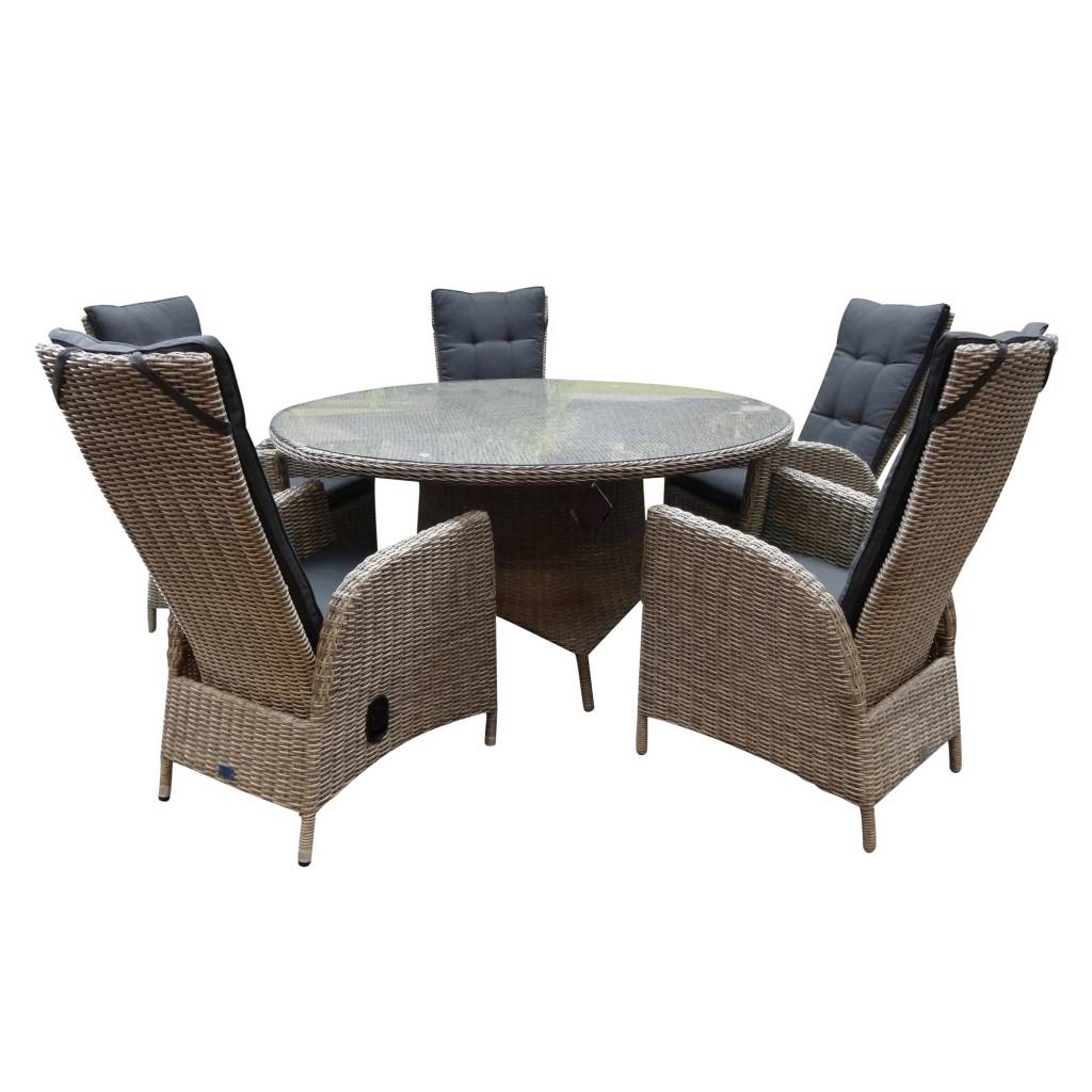 Riccione Menorca dining tuinset 150 cm rond verstelbaar 6-delig grijs