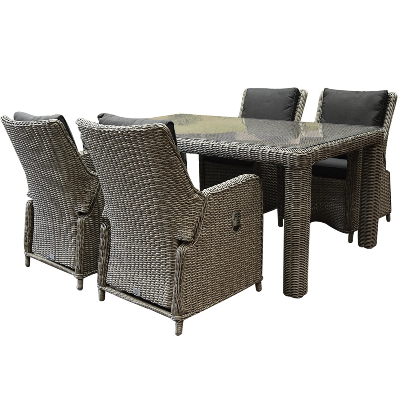 Bilbao Bergamo dining tuinset 180x100xH75 cm 5-delig grijs verstelbaar