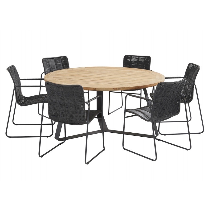 Palma Basso dining tuinset 160xH75 cm 7 delig antraciet Taste 4SO