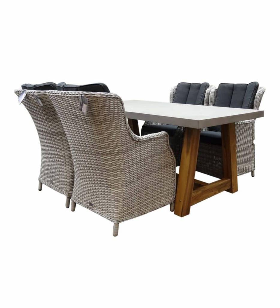 Veltis Darwin dining tuinset 180x90xH77 cm 5-delig wit grijs