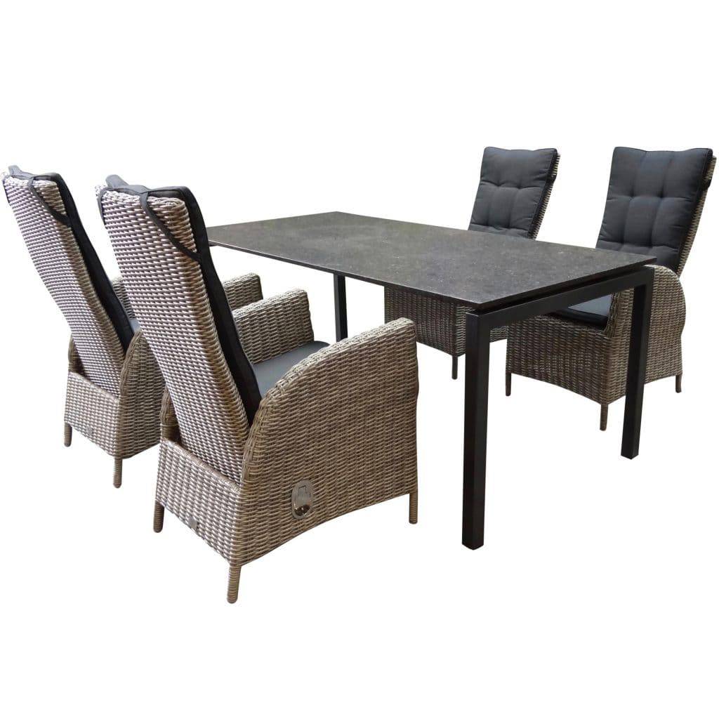 Bergamo Menorca dining tuinset 160x90xH75 cm 5-delig grijs