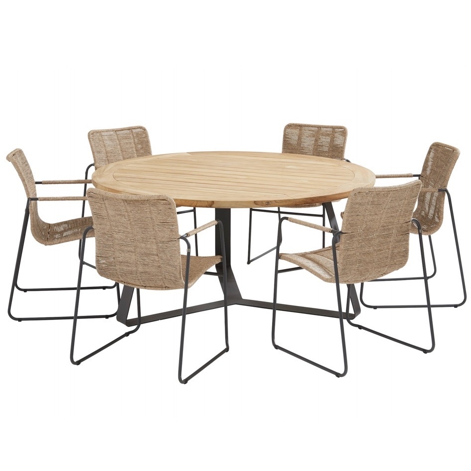 Palma Basso dining tuinset 160xH75 cm 7 delig naturel Taste 4SO