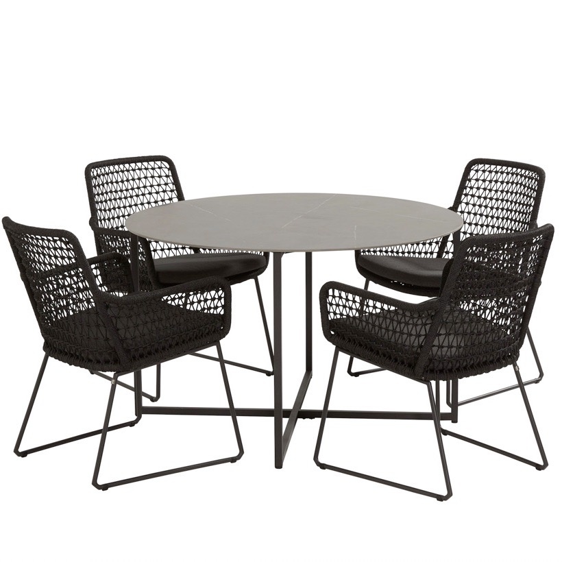 Athena Quatro dining tuinset 5-delig 120cm rond 4 Seasons Outdoor