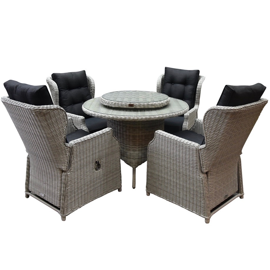 Ibiza Riccione dining tuinset 110cm rond 6-delig wit verstelbaar