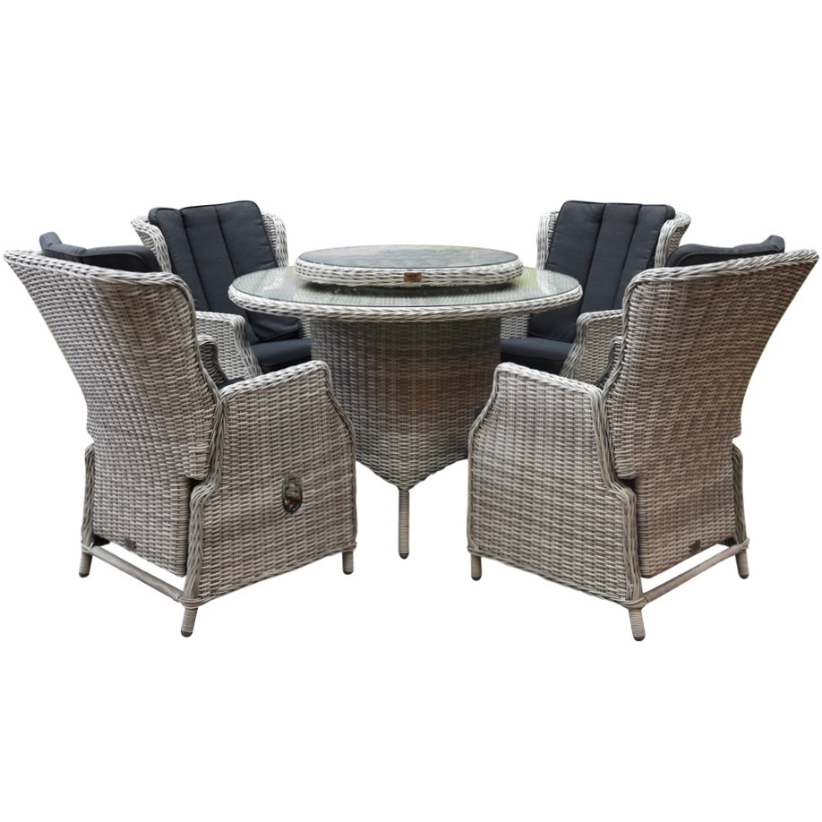 Darwin Riccione dining tuinset 110 cm rond 6-delig verstelbaar wit