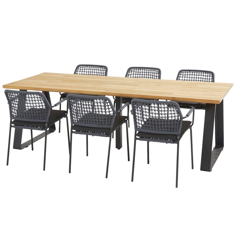 Basso Barista dining tuinset 240x100xH75 cm 7 delig blauw Taste 4SO