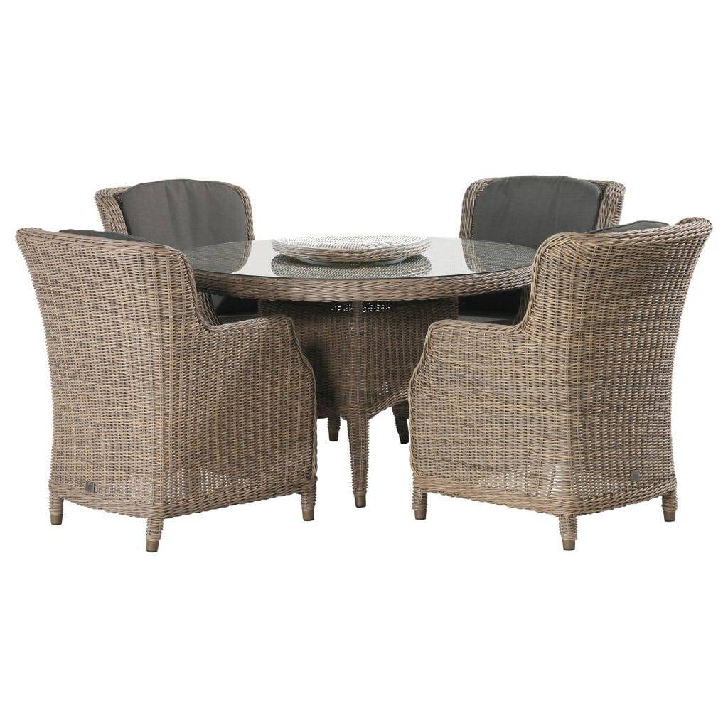 Brighton dining tuinset 130 cm rond 5-delig 4 Seasons Outdoor