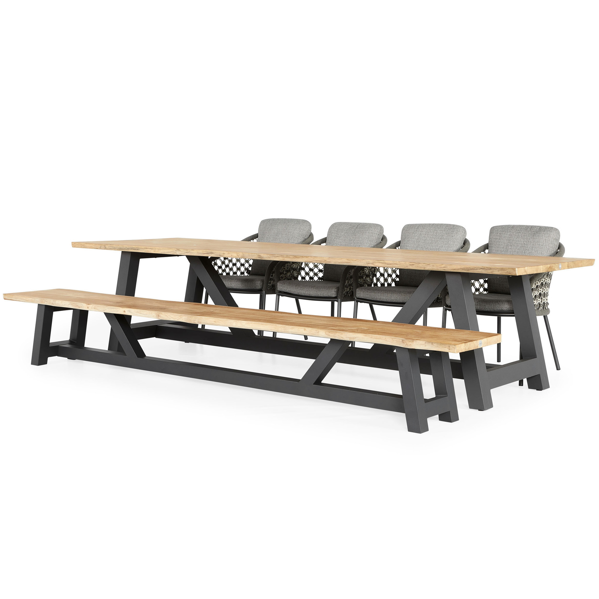SUNS Nappa Ovada dining tuinset 340x100xH77 cm 6 delig matt royal grey