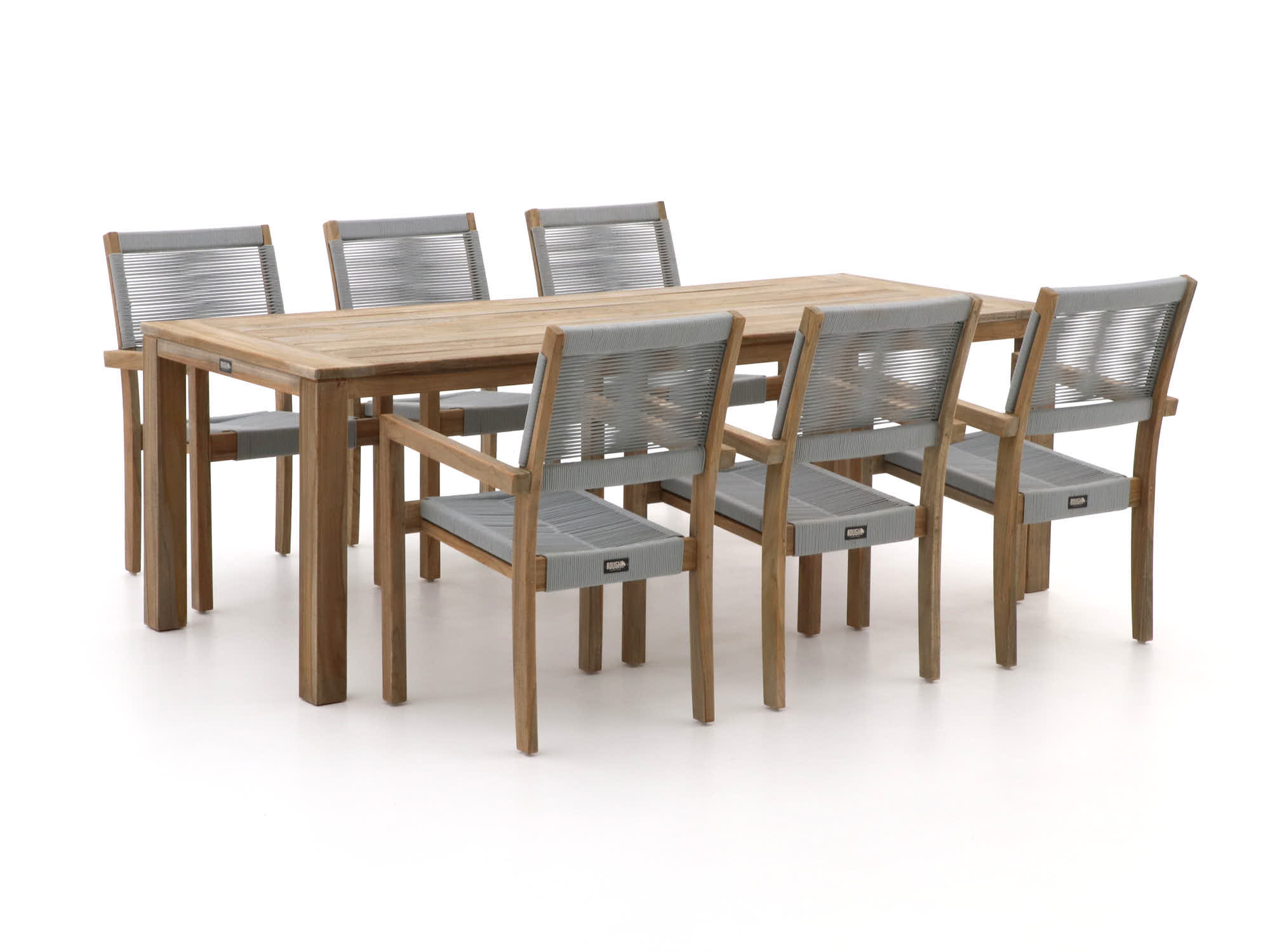 ROUGH Batang/ROUGH-S 220cm dining tuinset 7-delig stapelbaar - Laagste prijsgarantie!