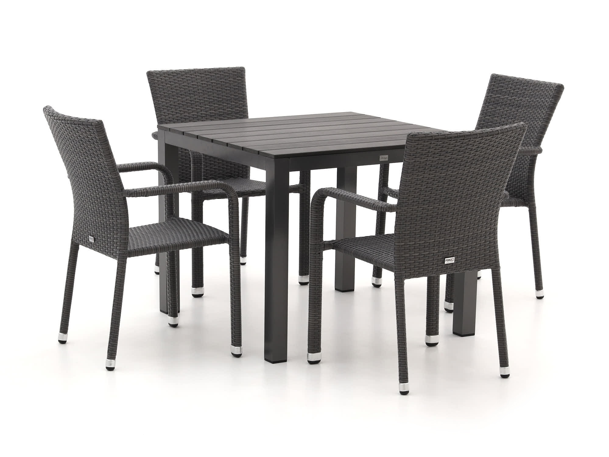 Forza Fossano/Fidenza 90cm dining tuinset 5-delig stapelbaar - Laagste prijsgarantie!