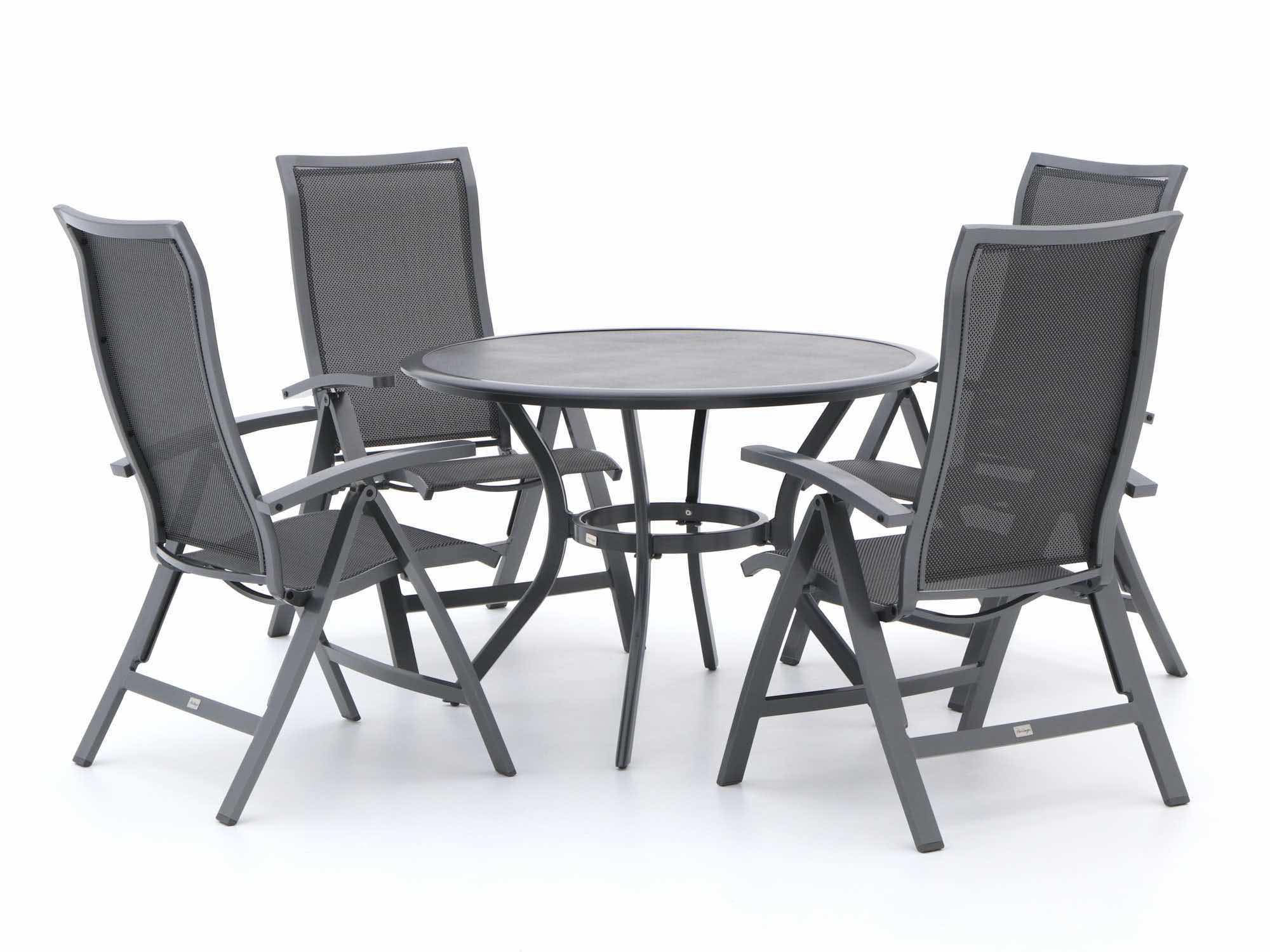 Bellagio Lugo/Follo ø 110 cm dining tuinset 5-delig verstelbaar - Laagste prijsgarantie!