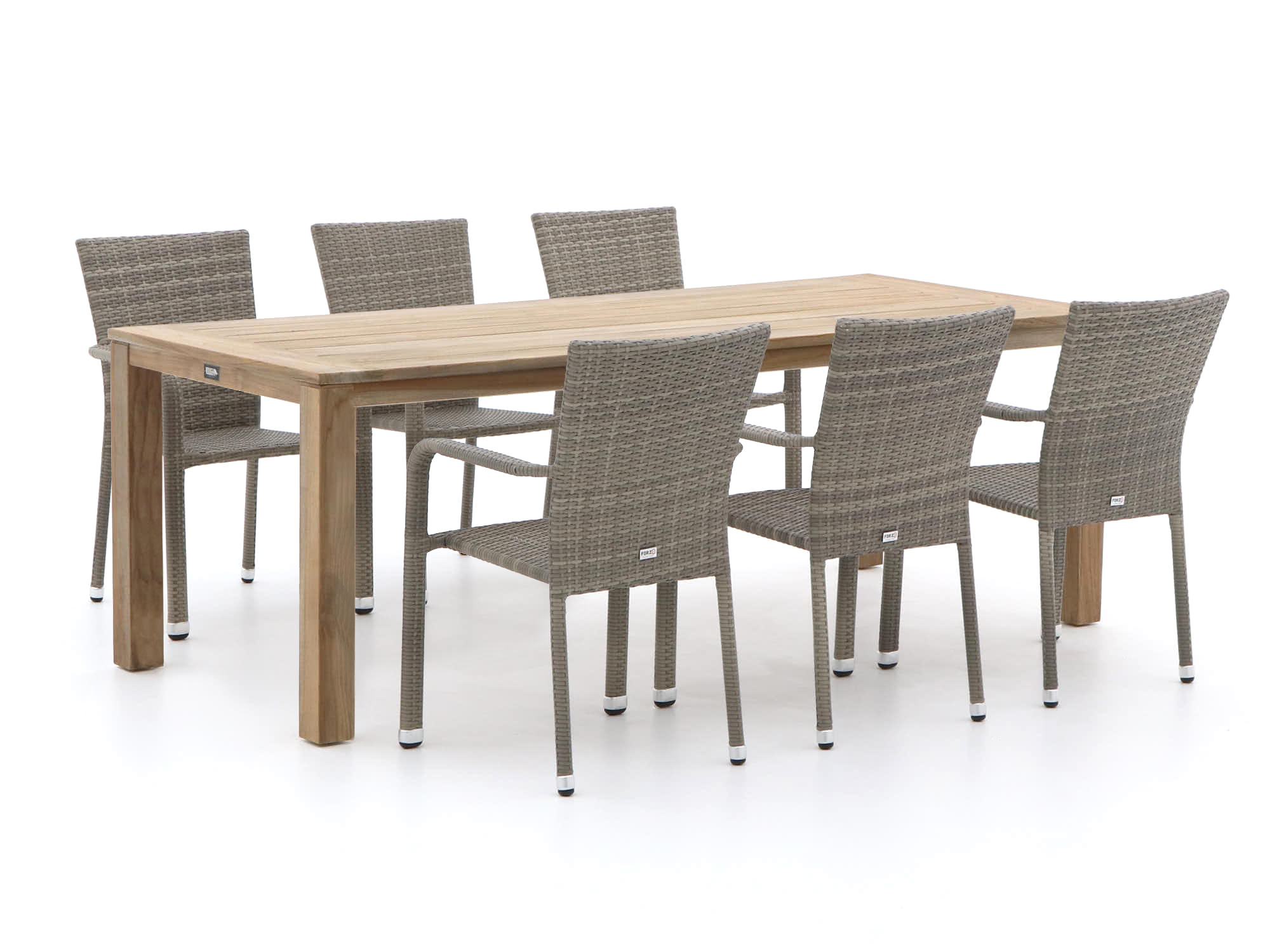 Forza Fossano/ROUGH-S 220cm dining tuinset 7-delig stapelbaar - Laagste prijsgarantie!