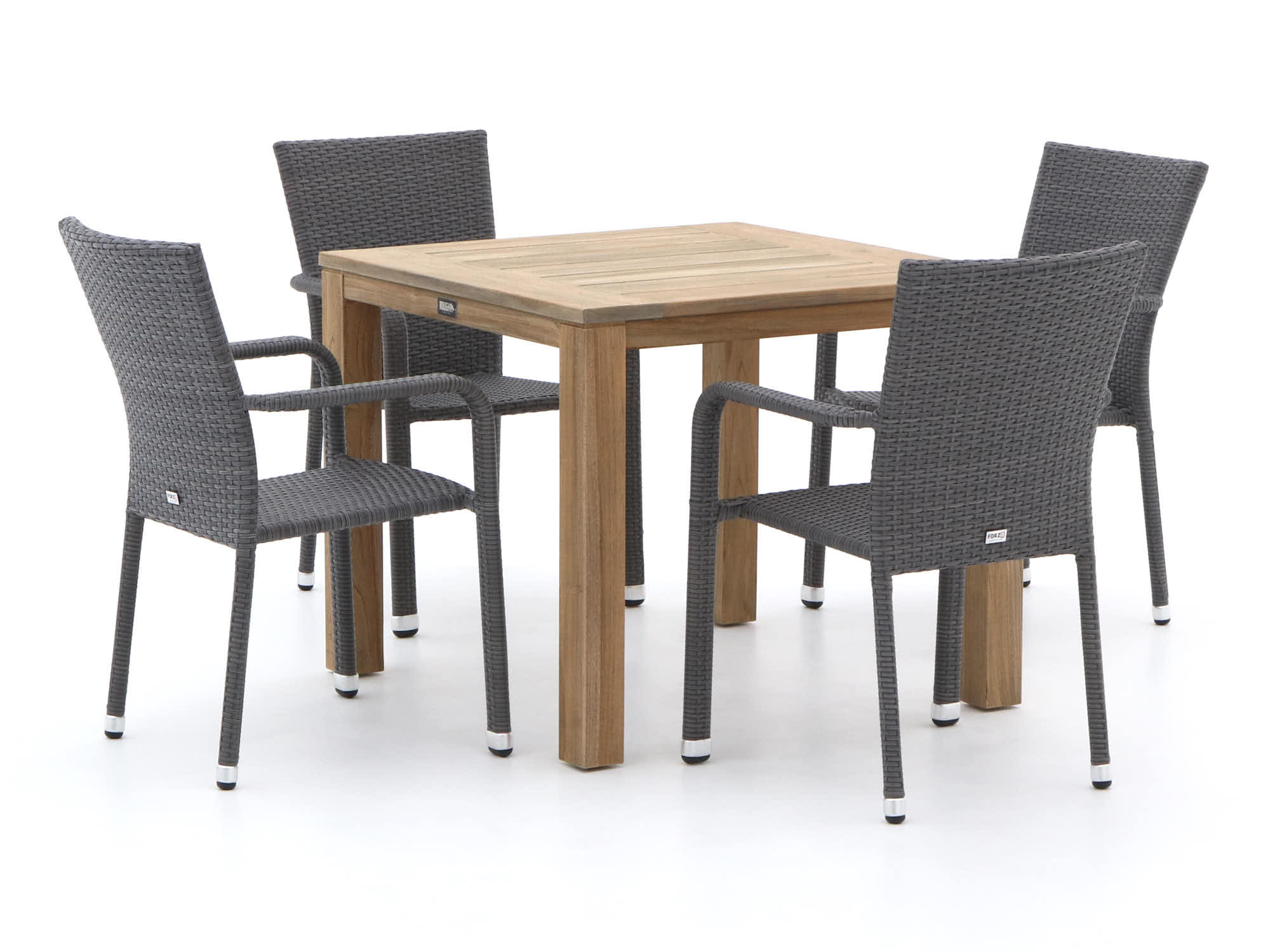 Forza Fossano/ROUGH-S 90cm dining tuinset 5-delig stapelbaar - Laagste prijsgarantie!