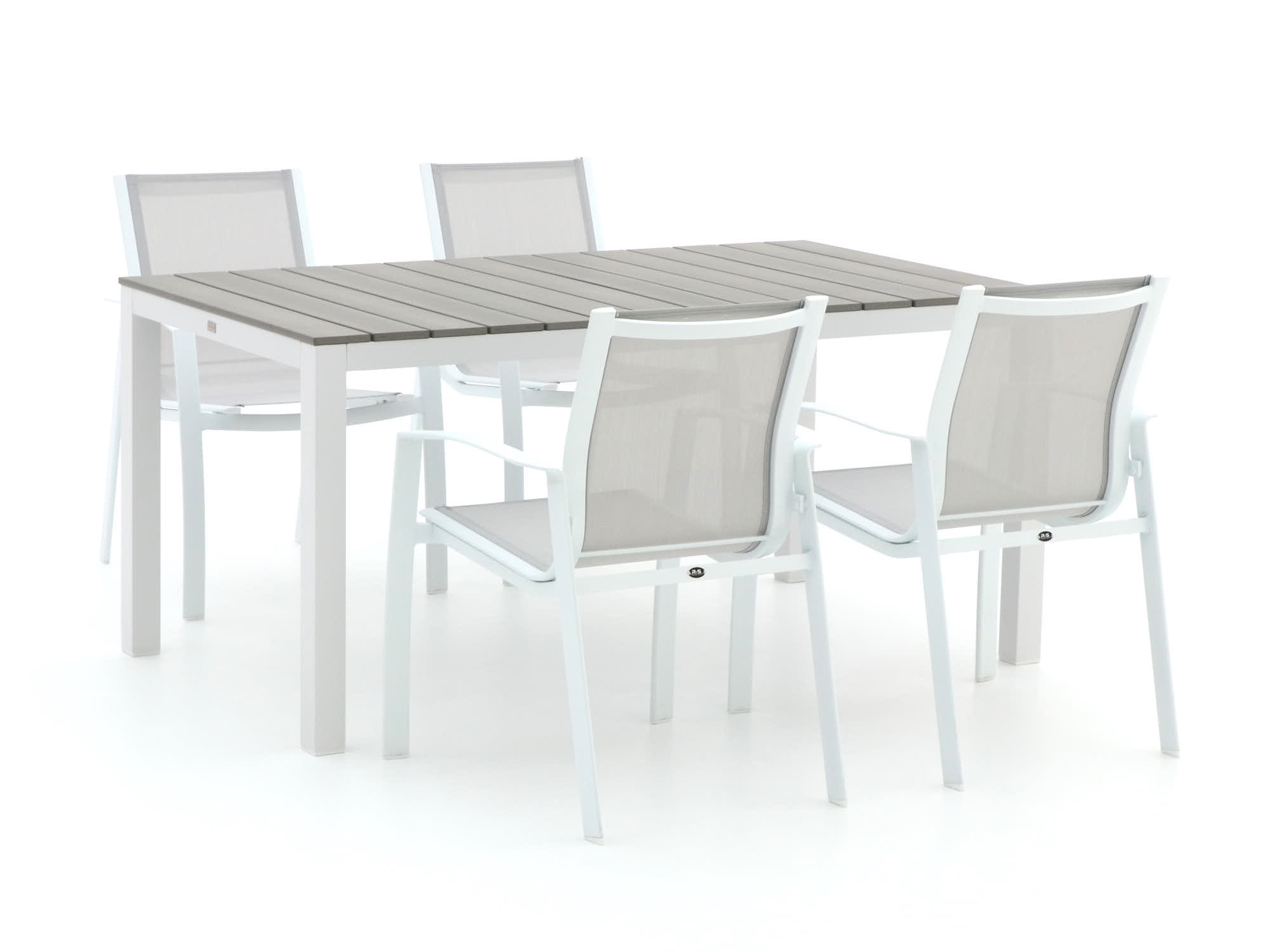 R&S Design Altea/Fidenza 160cm dining tuinset 5-delig stapelbaar - Laagste prijsgarantie!