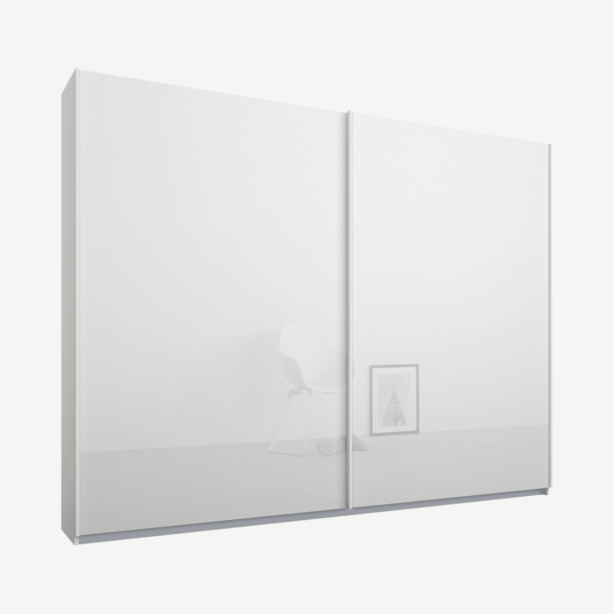 001551a6ac82df9042b1869449c4980e9521811a_WDIMAL051WHG_UK_Malix_2_door_225cm_Sliding_Wardrobe_White_frame_White_Glass_doors_Standard_Inte.png Malix tweedeurs kledingkast met schuifdeuren, 225 cm, wit frame, witte glazen deuren, klassiek interieur