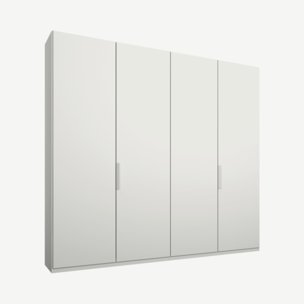 Caren Malix kledingkast met 4 deuren, 200 cm, wit frame, matte, witte deuren, standaard