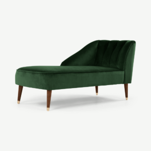 Margot chaise longue met leuning links, bosgroen fluweel